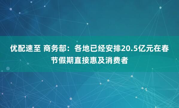 优配速至 商务部：各地已经安排20.5亿元在春节假期直接惠及消费者